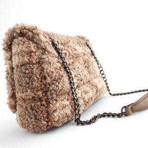 FAUX FUR CROSSBODY FLAP BAG